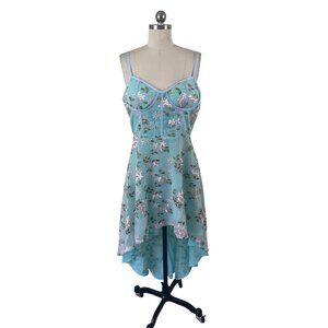 High-Low Formal Dress Womens Large Blue Tulle Overlay Floral Coquette Fairy Prom